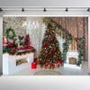 10x8ft Christmas Photography Backdrop Christmas Scene Xmas Tree Decoration Background for Photography Christmas Fireplace Photo Background for Family Party Pictures Customized Photo Booth Studio Props view 1