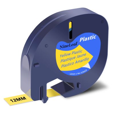 NineLeaf Compatible for DYMO LetraTag Refills 91332 S0721620 Yellow Plastic Label Tape 12mm x 4m (1/2" x 13') Black on Yellow Label Maker Tape Refill for Letratag Plus LT100H LT100T QX50, 50-Pack