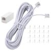 Ubramac 25Feet Long Telephone Extension Cord Phone Cable Line Wire, with Standard RJ11 Plug and 1 in-Line Couplers and 20 Cable Clip Holders-White view 1
