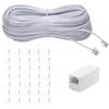 Ubramac 100Feet Long Telephone Extension Cord Phone Cable Line Wire, with Standard RJ11 Plug and 1 in-Line Couplers and 35Cable Clip Holders-White view 1
