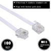 Ubramac 100Feet Long Telephone Extension Cord Phone Cable Line Wire, with Standard RJ11 Plug and 1 in-Line Couplers and 35Cable Clip Holders-White view 2