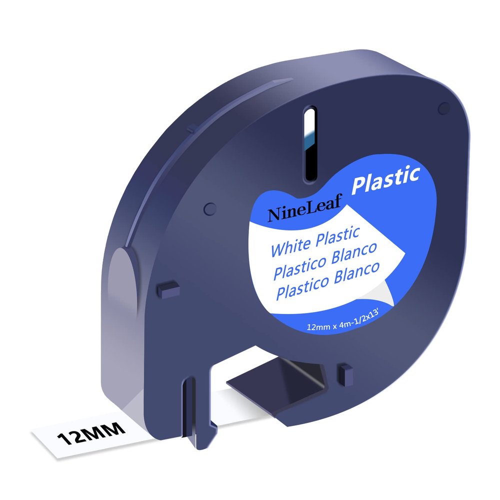 NineLeaf Compatible for DYMO LetraTag Refills 91331 S0721660 White Plastic Label Tape 12mm x 4m (1/2" x 13') Black on White Label Maker Tape Refill for Letratag Plus LT100H LT100T QX50