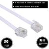 Ubramac 50Feet Long Telephone Extension Cord Phone Cable Line Wire, with Standard RJ11 Plug and 1 in-Line Couplers and 25 Cable Clip Holders-White view 2