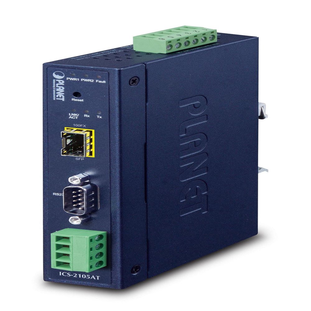Planet IP30 Industrial 1-Port RS232/RS422/RS485 Serial, W125698351 (RS232/RS422/RS485 Serial Device Server (1 x 100BASE-FX SFP slot, -40~75 degrees C, dual 9~48V DC, Web,)