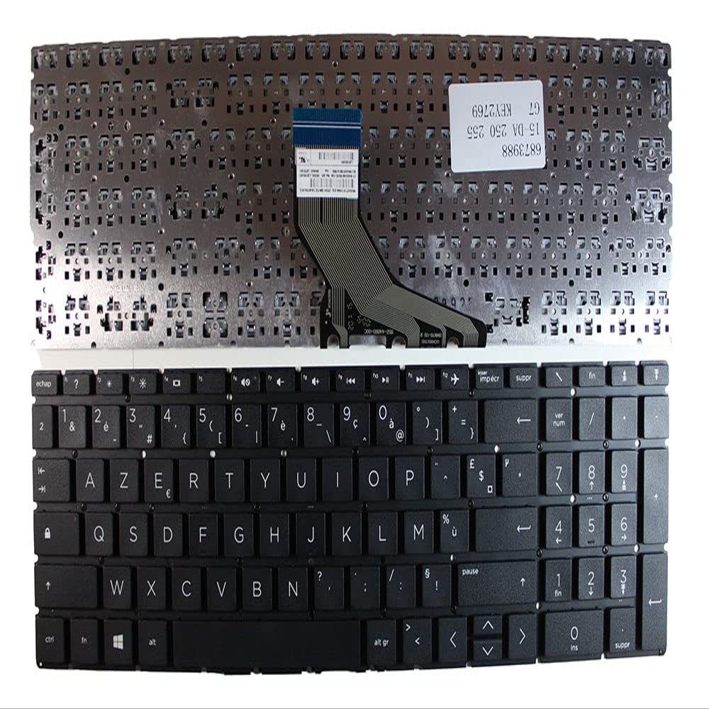 Power4Laptops French Layout Black Replacement Laptop Keyboard Compatible with HP Home 15-da2004ne