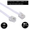Ubramac 15 Feet Long Telephone Extension Cord Phone Cable Line Wire, with Standard RJ11 Plug and 1 in-Line Couplers and 15 Cable Clip Holders-White view 2