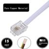 Ubramac 15 Feet Long Telephone Extension Cord Phone Cable Line Wire, with Standard RJ11 Plug and 1 in-Line Couplers and 15 Cable Clip Holders-White view 3