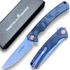 TACTICAL GEARZ Pocket Folding Knife for EDC, Carbon Fiber Handle, D2 Steel Blade, Includes Sheath (Okab) view 1
