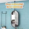 Gaommini Modern Hanging Rod Mirror, Clear Practical Metal Frame Mirror, Ceiling Mounted Mirror, Bathroom Vanity Makeup Mirror - Customizable Mirror Boom, Black (Size : 50cmx70cm) view 2