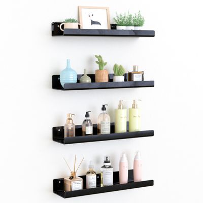 upsimples 4 Pcs 15" Acrylic Shelves for Wall Organize and Display, Black