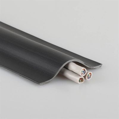 32.8ft Adhesive Floor Cable Cover, Wire Cover for Floor, Cable Grip Floor Cord Cover, Overfloor Cord Protector, Cable Management Prevent Cable Trips & Protect Wires (Color : Black, Size : W 55mm(2.1