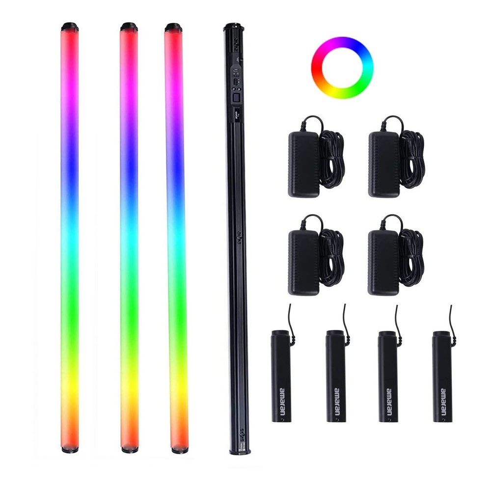 Aputure Amaran T4C 4 Packs RGBWW LED Tube Light,40W 2500K-7500K AdjustableHandheld Light Wand Support APP and DMX Control (120cm)