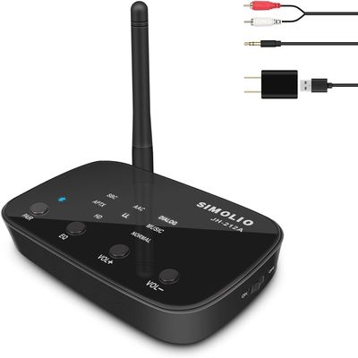 SIMOLIO Bluetooth Receiver with EQ & BT Codec Display, 197FT Wireless Audio Adapter with aptX LL & aptX HD for Home Stereo Speakers Music Streaming System, RCA Bluetooth Receiver w/Volume Control