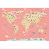 10x8ft Animals Map Backdrop Pink Theme World Map Geography World Backdrop Pink Cartoon Animals Animals World Map Phtography Backdrop for School Classroom Online Teaching Education Props view 3