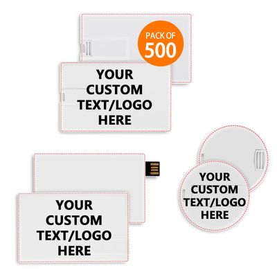 Paintechz Custom Credit Card USB Flash Drives 500 Pack, Personalized Logo Text Bulk - as Corporate Gifts and Promotional Giveaways - Customizable 2GB