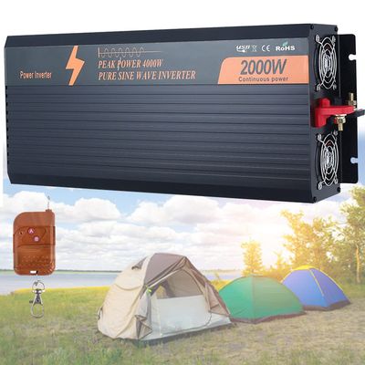 FAIRYT Pure Sine Wave Power Inverter 1000W/1500W/2000W/3000W/3500W DC 12V/24V/48V to AC 110V /230V with 2 AC Outlets and 1USB & LED Display Remote Controller for RV Trucks,2000W-24Vto110V