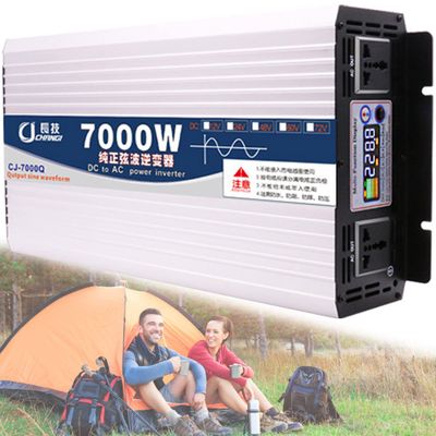 1600W/2200W/2600W/3000W/4000W/5000W/6000W/7000W/8000W Off-Grid Solar Power Inverter 12V/24V/48V/60V DC to 110V /230V AC with LCD Display,Pure Sine Wave Inverter Converter for RV,7000W-24Vto220V