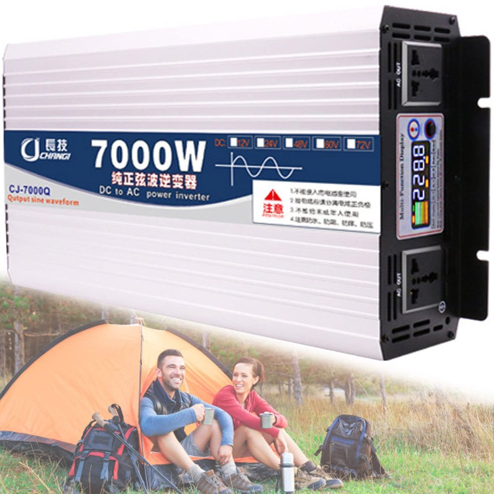 1600W/2200W/2600W/3000W/4000W/5000W/6000W/7000W/8000W Off-Grid Solar Power Inverter 12V/24V/48V/60V DC to 110V /230V AC with LCD Display,Pure Sine Wave Inverter Converter for RV,7000W-24Vto220V