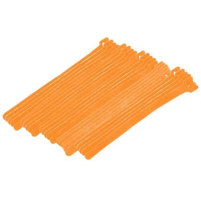 Cable Central LLC (10 Pack) Orange Hook and Loop Cable Strap w/Eye, 0.50 inch x 8 inch, 25 Pack