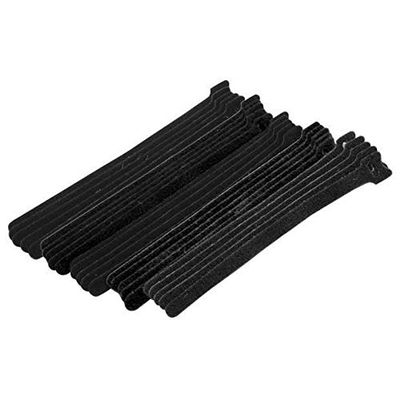 Cable Central LLC (10 Pack) Black Hook and Loop Cable Strap w/Eye, 0.50 inch x 8 inch, 25 Pack