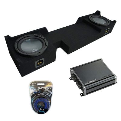 Harmony Audio R104 Compatible with Ford F-150 Super Crew Truck 2004-2008 Dual 10" Loaded Sub Box CX300.1 Amp & Install Kit