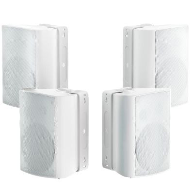 Herdio 800W 6.5 Inch Outdoor Speakers Bluetooth Waterproof Wired with Superior Amplifier, Wall Mounted Sound System, Enhanced Bass & Durable, Mountable Swivel Brackets, for Patio Home (2 Pairs, White)