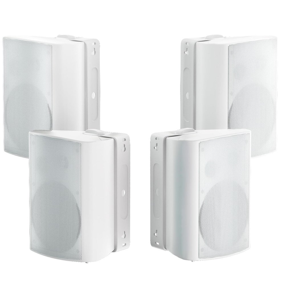 Herdio 800W 6.5 Inch Outdoor Speakers Bluetooth Waterproof Wired with Superior Amplifier, Wall Mounted Sound System, Enhanced Bass & Durable, Mountable Swivel Brackets, for Patio Home (2 Pairs, White)