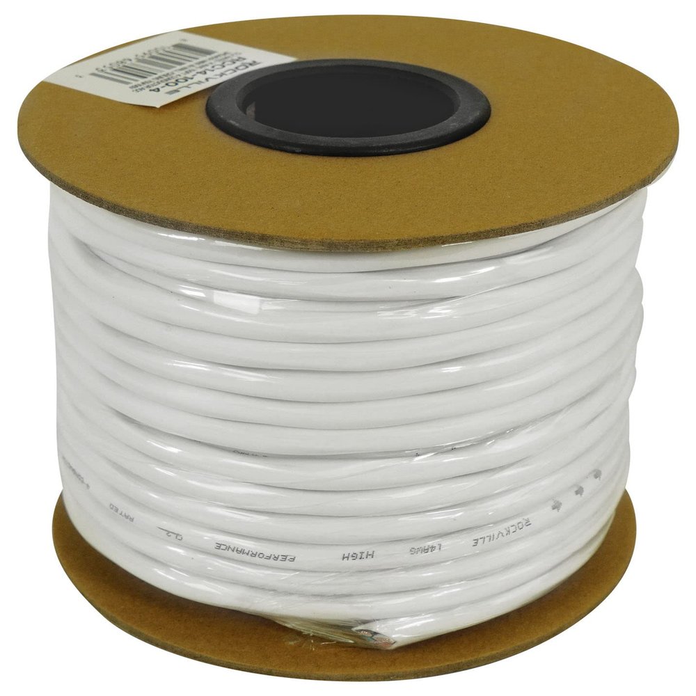 Rockville RCC14-100-4 14 AWG 100ft 4 Conductor Speaker Wire, CL2 in-Wall Rated, CCA, Oxygen-Free, Low Resistance, for Home Theater and Audio Systems