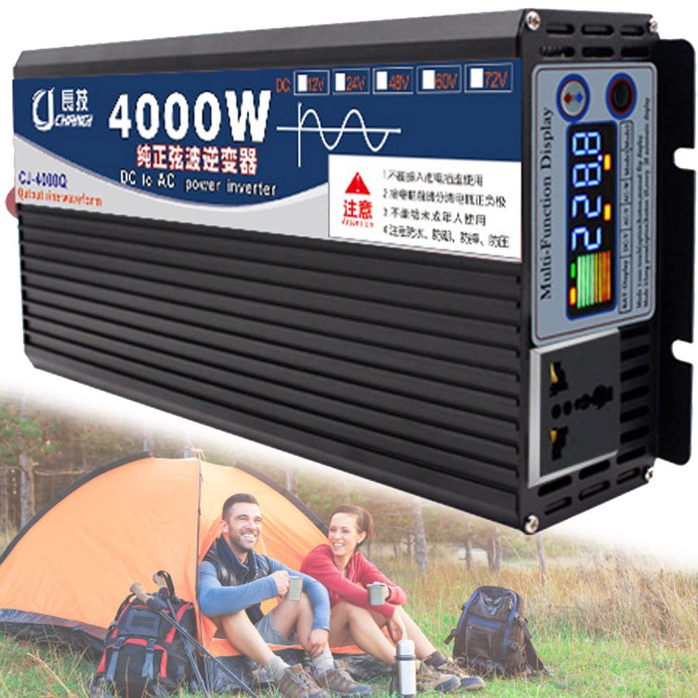 1600W/2200W/2600W/3000W/4000W/5000W/6000W/7000W/8000W Off-Grid Solar Power Inverter 12V/24V/48V/60V DC to 110V /230V AC with LCD Display,Pure Sine Wave Inverter Converter for RV,4000W-12Vto220V