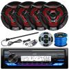 JVC Single DIN Marine Bluetooth USB AUX AM/FM Digital Media Receiver, 2 Pairs of 6.5" 260W 2-Way Multicolor LED Speakers (Black), Satellite Radio Tuner, Antenna, Speaker Wire, RMRK62M Wired Remote view 1