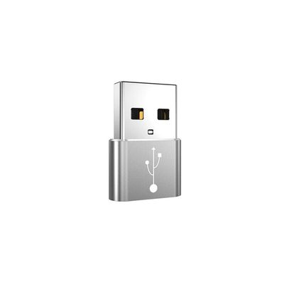 BoxWave Adapter Compatible with JBL Tune 115TWS - USB-A to C PortChanger (5-Pack), Type-C OTG Convert Charging Data Adapter - Metallic Silver
