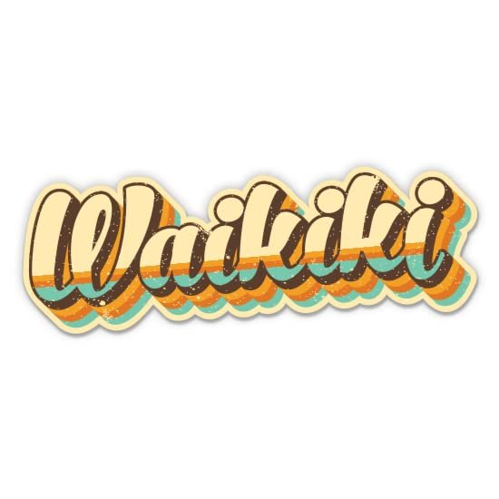 Squiddy Waikiki Hawaii Oahu Retro Surf Style - Vinyl Sticker for Car, Laptop, Notebook (5" Wide)