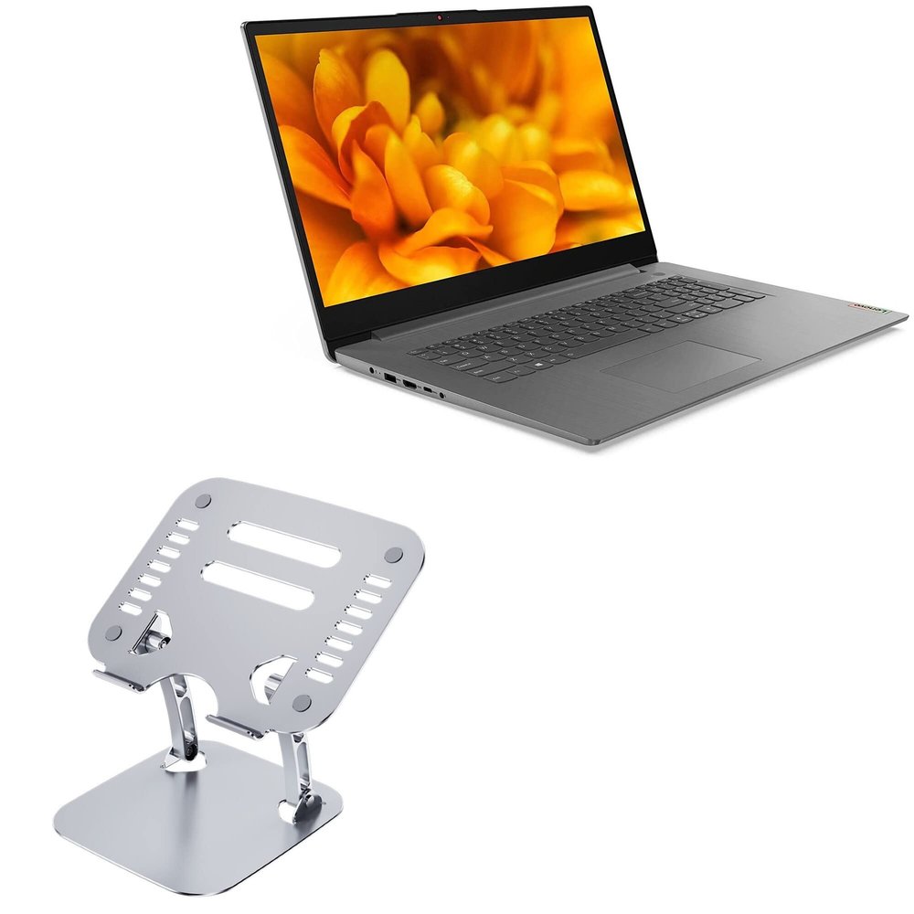 BoxWave Stand and Mount Compatible with Lenovo IdeaPad 3 (17 in - 82RL) - Executive VersaView Laptop Stand, Ergonomic Adjustable Viewing Angle Metallic Riser - Metallic Silver