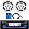 JVC KDT Single DIN Marine Bluetooth USB AUX AM/FM Radio Stereo CD Player Receiver Bundle Combo with 2X 6.5 300 Watts Max Power 2-Way Coaxial White Audio Speakers, Radio Antenna, Speaker Wiring view 1