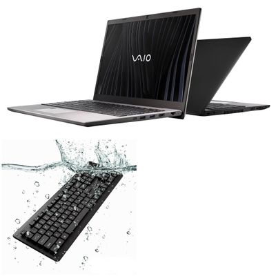 BoxWave Keyboard Compatible with VAIO FE14 (VWNC71419) - AquaProof USB Keyboard, Washable Waterproof Water Resistant - Jet Black