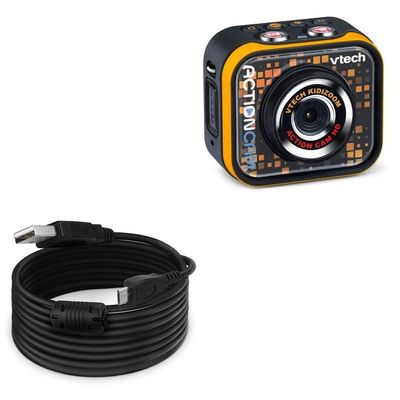 BoxWave Cable Compatible with VTech KidiZoom Action Cam HD - DirectSync (15 ft) Cable, Extra Long Charge and Sync Cable - Black