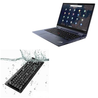 BoxWave Keyboard Compatible with Lenovo ThinkPad C13 Yoga Chromebook (20UX) - AquaProof USB Keyboard, Washable Waterproof Water Resistant - Jet Black