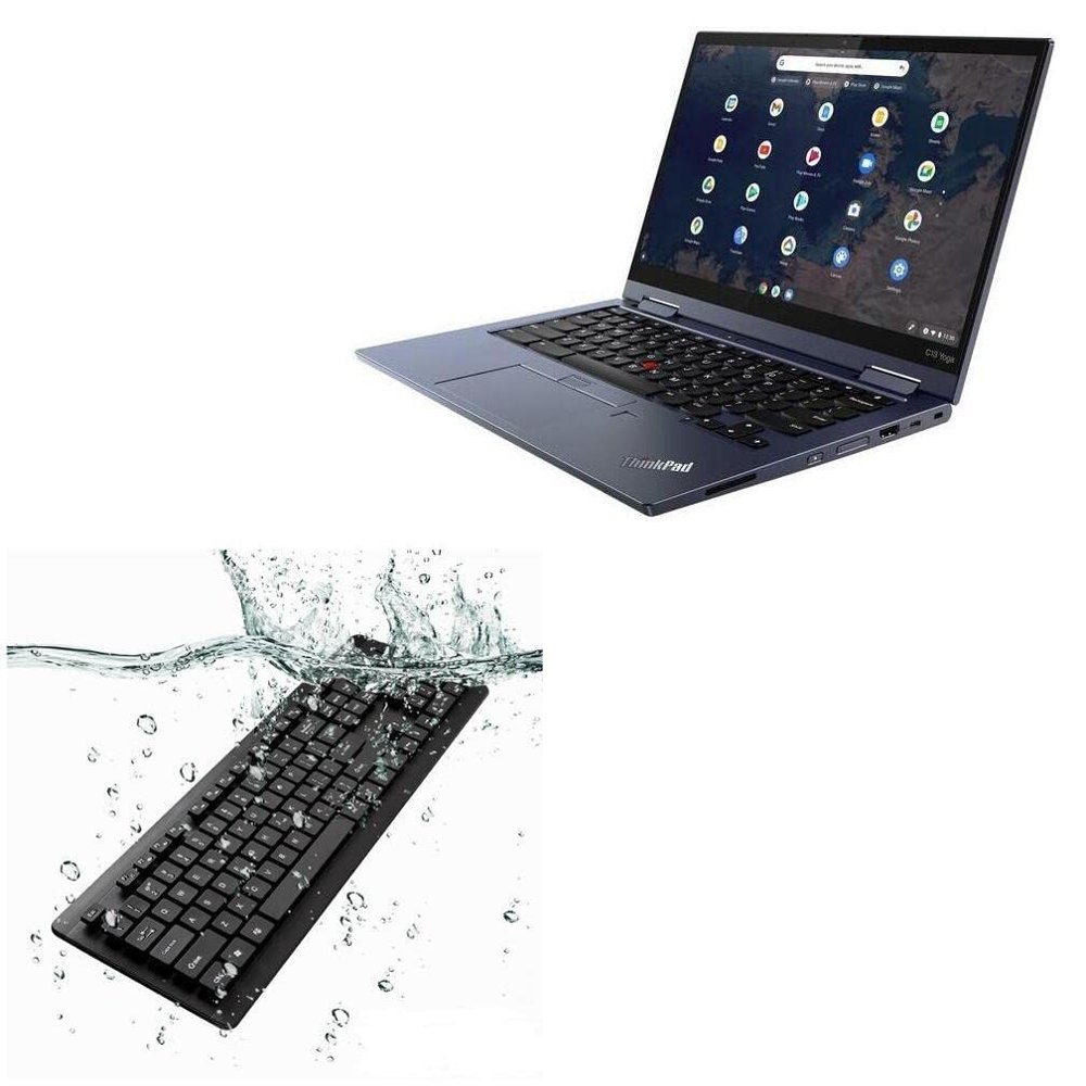 BoxWave Keyboard Compatible with Lenovo ThinkPad C13 Yoga Chromebook (20UX) - AquaProof USB Keyboard, Washable Waterproof Water Resistant - Jet Black