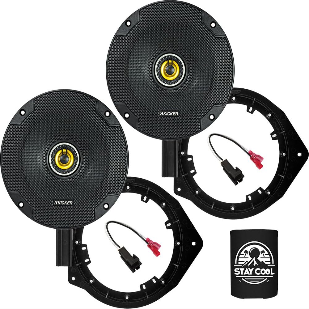 KICKER Speakers 6.5 inch for Chevrolet Silverado 2500HD 2007-2014 Upgrade Kit - Pair of CS Series with Adapters and Harness, Car Audio Front Door Speaker for Chevy 3500HD/Chassis Cab CSC65, 46CSC654