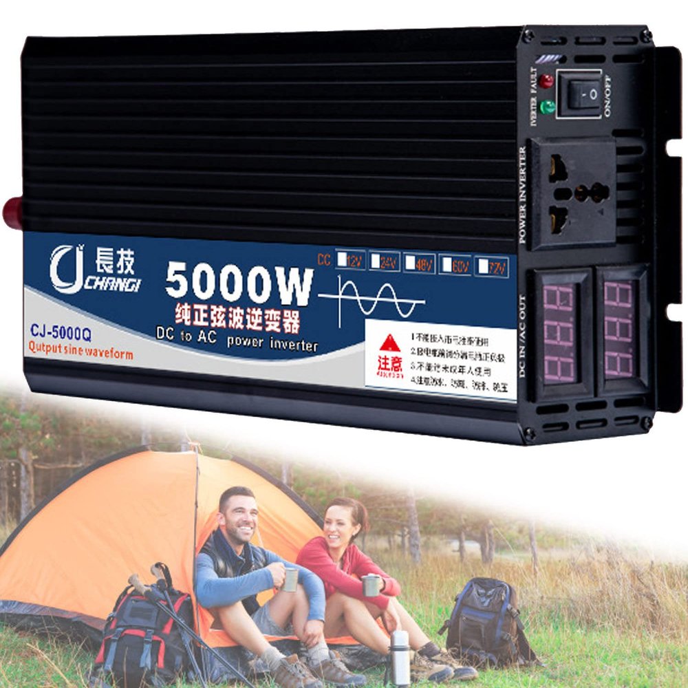 1600W/2200W/2600W/3000W/4000W/5000W/6000W/7000W/8000W Off-Grid Solar Power Inverter 12V/24V/48V/60V DC to 110V /230V AC with LCD Display,Pure Sine Wave Inverter Converter for RV,5000W-60Vto220V