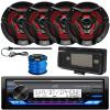 JVC in-Dash Marine Bluetooth USB AUX AM/FM Radio Digital Media Receiver Bundle Combo with 2 Pairs of 6.5" 260W Max 2-Way Black Speakers with Multicolor LEDs, Radio Cover, Antenna, Speaker Wire view 1