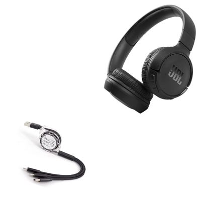 BoxWave Cable Compatible with JBL Tune 510BT - AllCharge miniSync, Retractable, Portable USB Cable - Jet Black