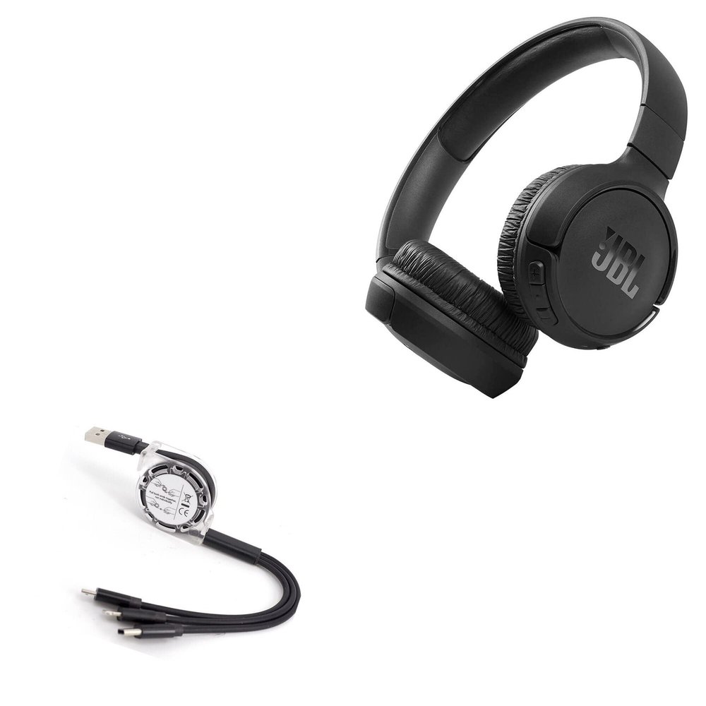 BoxWave Cable Compatible with JBL Tune 510BT - AllCharge miniSync, Retractable, Portable USB Cable - Jet Black