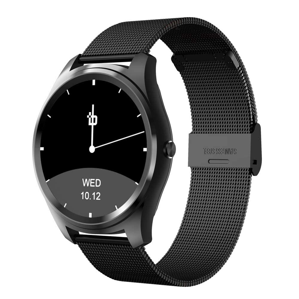 Beantech Bean Information Technology Fusion Smart Watch Compatible with Android Phones, Black with Stainless Strap