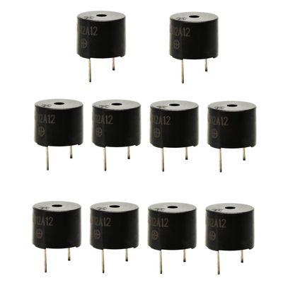 Juvielich 10Pcs Buzzer Alarm Electronic Beep Buzzer DC 12V Continuous Sounder Electronic Buzzer Alarm Black 12mm Dia