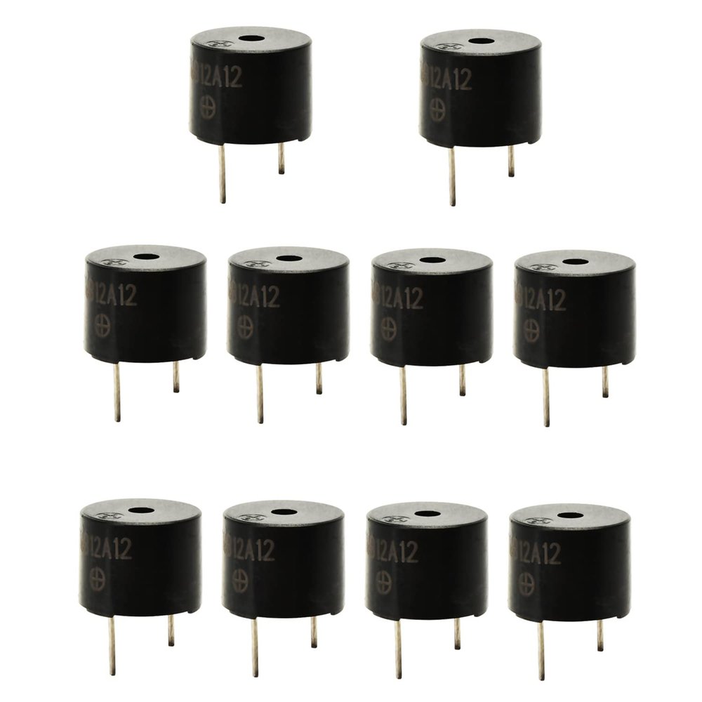 Juvielich 10Pcs Buzzer Alarm Electronic Beep Buzzer DC 12V Continuous Sounder Electronic Buzzer Alarm Black 12mm Dia