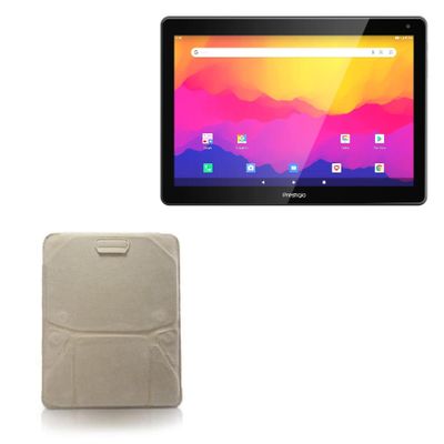 BoxWave Case Compatible with Prestigio Muze 3231 - Velvet Pouch Stand, Velour Slip Sleeve Built-in Foldable Kickstand - Tan
