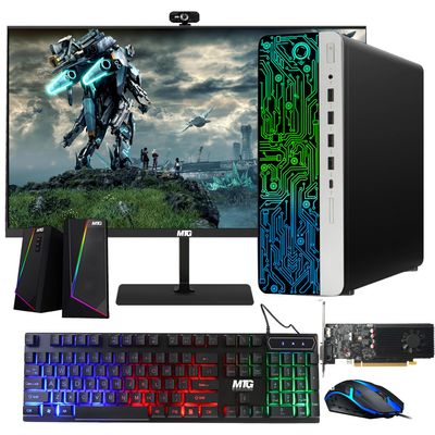 HP G3 Gaming Desktop PC, Core i7 6th Gen, GT 1030 Graphic, 16GB RAM, 240GB SSD, New MTG 27 inch Monitor, RGB Keyboard Mouse, Speaker, Webcam, WiFi, Windows 11 (Renewed)