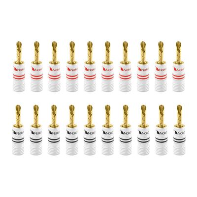 Nakamichi Excel Series 24k Gold Plated BFA Banana Plug 12-18 AWG Gauge Size 4mm for Speakers Amplifier Hi-Fi AV Stereo Home Theatre Audio Wire Cable Screw Connector, 20 Pcs (10-Pairs)