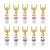 Nakamichi Excel Series 24k Gold Plated Spade Y Banana Plug 12-18 AWG Gauge Size 4mm for Speakers Amplifier Hi-Fi AV Stereo Home Theatre Audio Wire Cable Screw Connector, 10 Pcs (5-Pairs) view 1